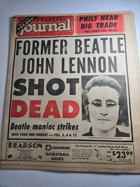 Vintage Philadelphia Journal Newspaper John Lennon Murdered 12/9/1980